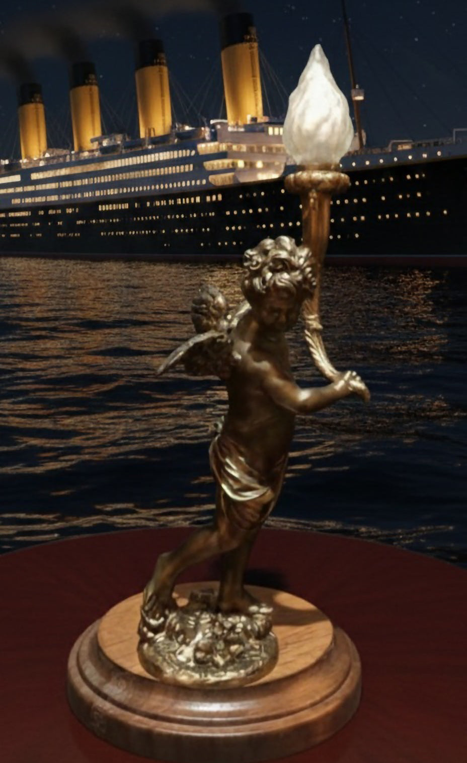 Titanic Grand Staircase Cherub Replica – 8½ Inch with Wooden Base